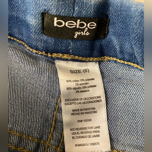 Bebe Girl’s Size 8 pull on jeans with stripes on the side - Picture 2 of 4